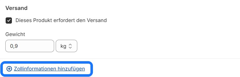 Zollinformationen hinzufügen