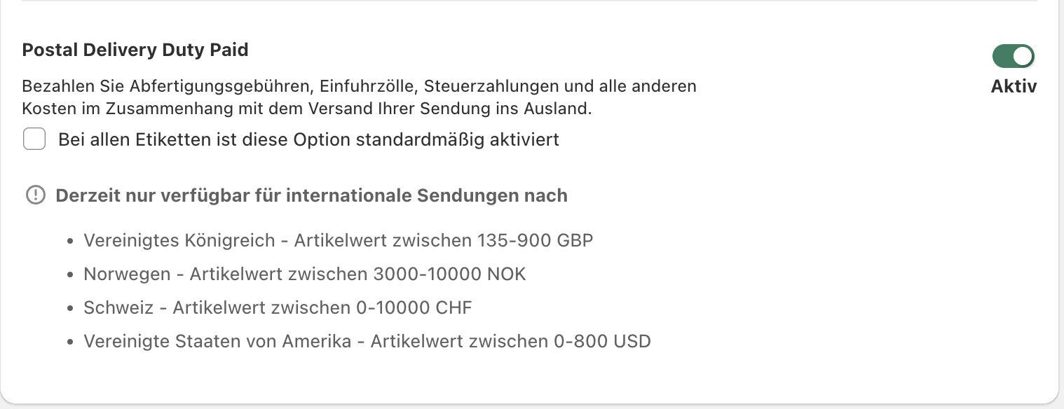 Postal Delivery Duty Paid 1 Postal Delivery Duty Paid