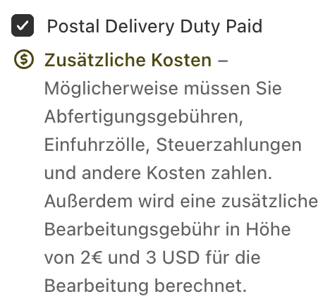 Postal Delivery Duty Paid 2 Postal Delivery Duty Paid